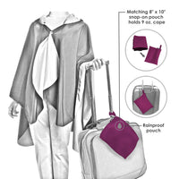 EttaVee "Brush Strokes 90" Reversible Rain Cape Poncho – Lightweight Hooded Womens Wrap