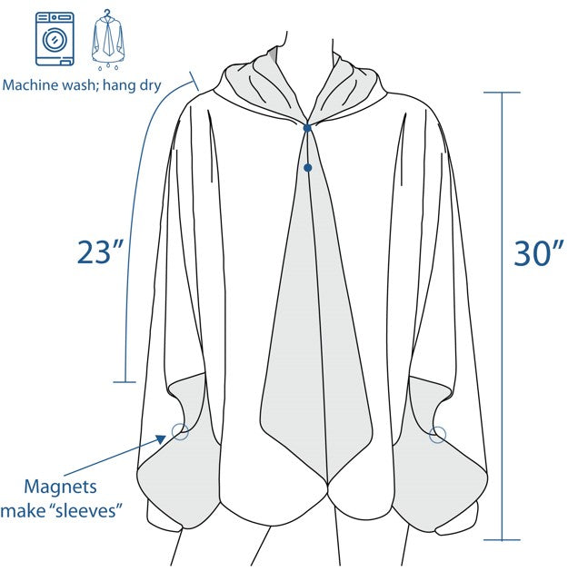 EttaVee "Rainbow Riviera 1" Reversible Rain Cape Poncho – Lightweight Hooded Womens Wrap