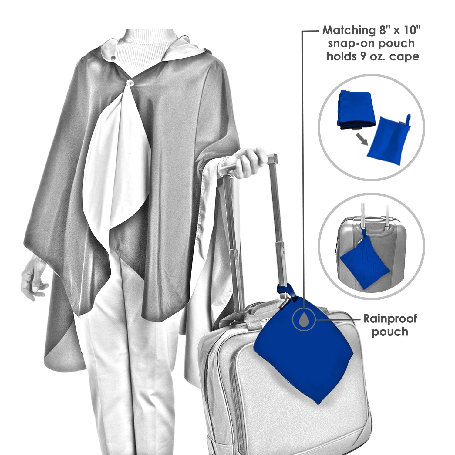 Franz Marc Stables Reversible Rain Cape Poncho – Lightweight Hooded Wrap for Women