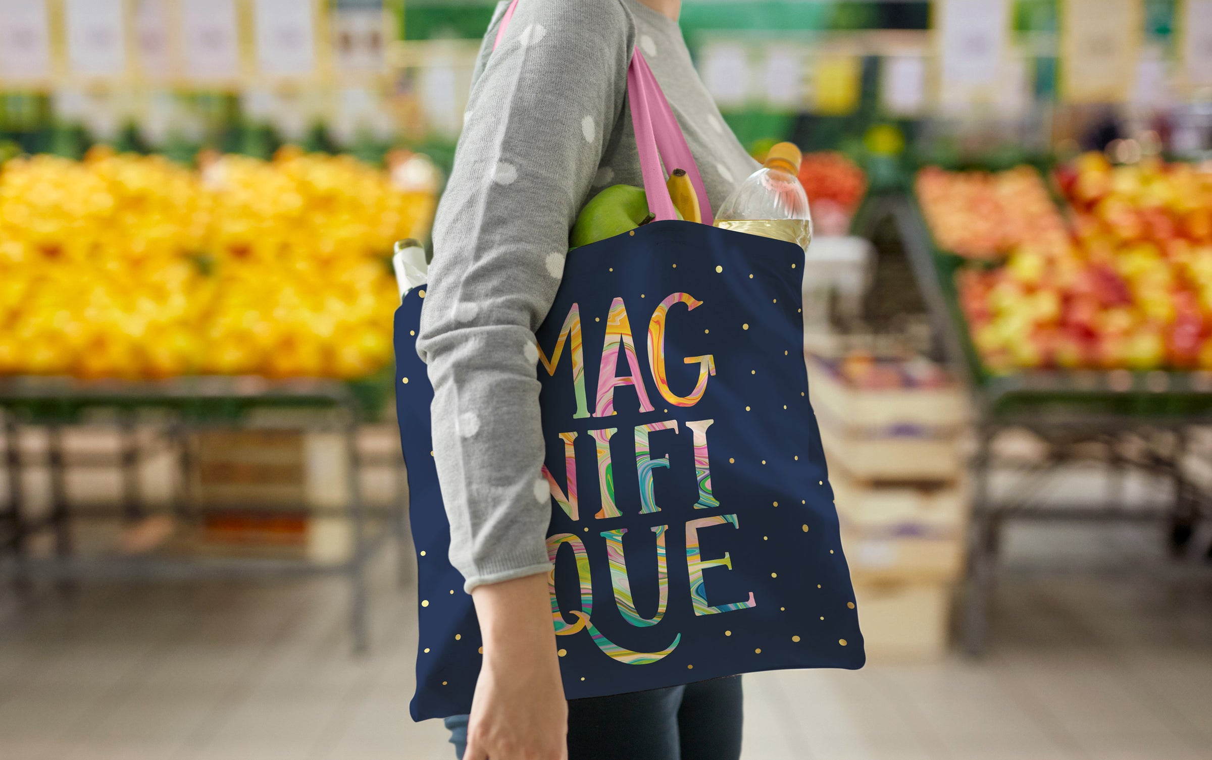 EttaVee Magnifique Canvas Magazine Tote – Slim Vertical Tote Bag