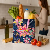EttaVee Bold Flowers Canvas Magazine Tote – Slim Vertical Tote Bag