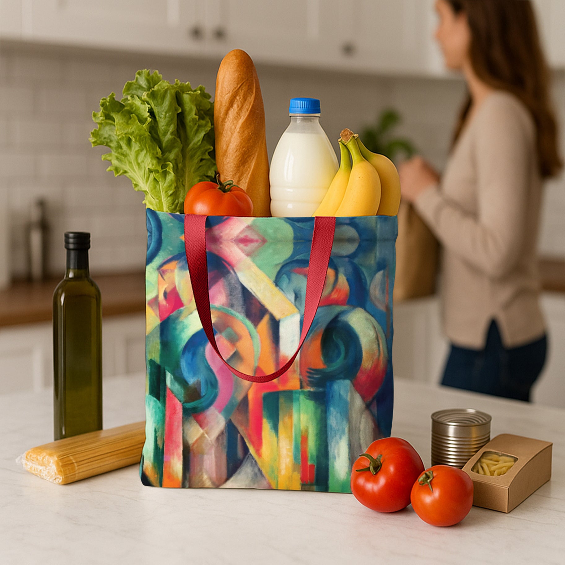 Franz Marc Stables Canvas Magazine Tote – Slim Vertical Tote Bag