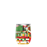 12 oz Stemless Wine Tumbler - Frank Lloyd Wright "Hillside Curtain" - Silver Rim