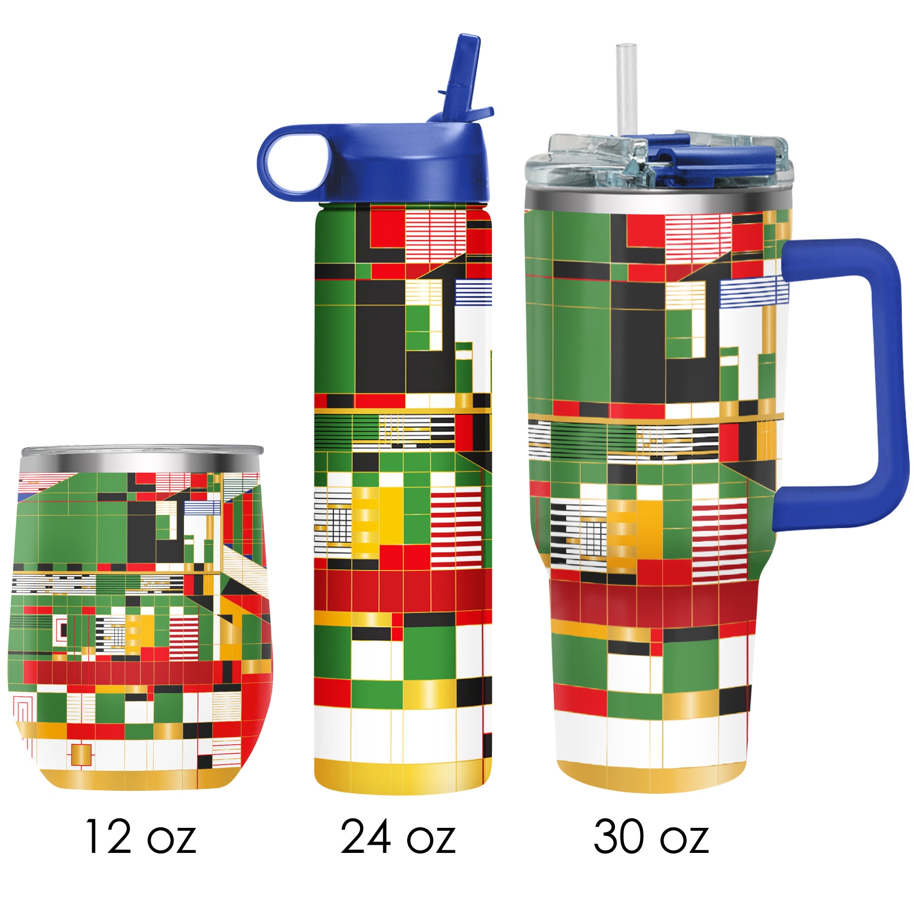 Frank Lloyd Wright "Hillside Curtain" Insulated Drinkware Set of 3, 1 per size