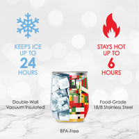 12 oz Stemless Wine Tumbler - Frank Lloyd Wright "Hillside Curtain" - Silver Rim