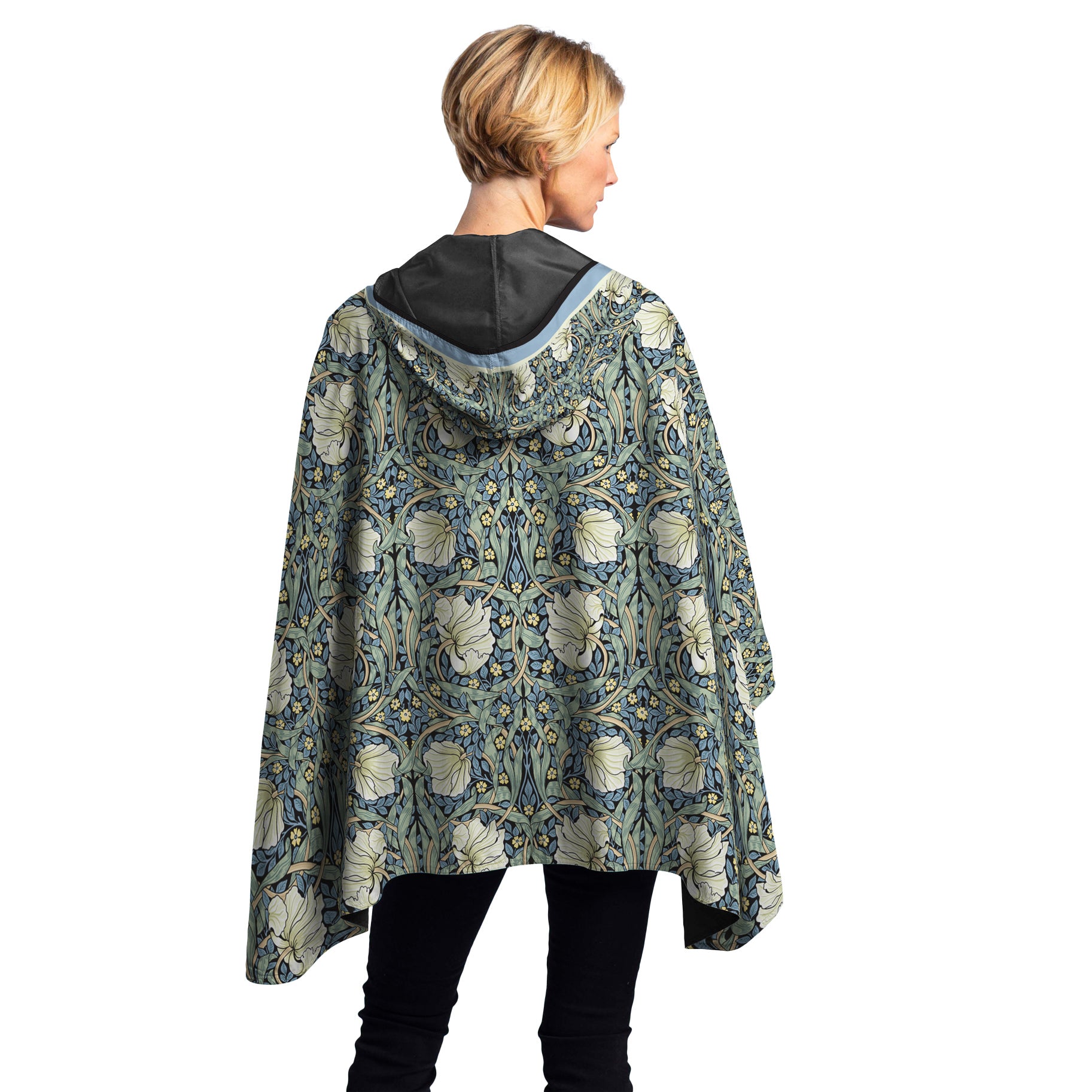 William Morris Pimpernel & Black Reversible Rain Cape Poncho