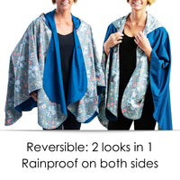 Bluebell & William Morris Golden Lily Womens Rain Cape - Rainproof Breathable Rain Poncho