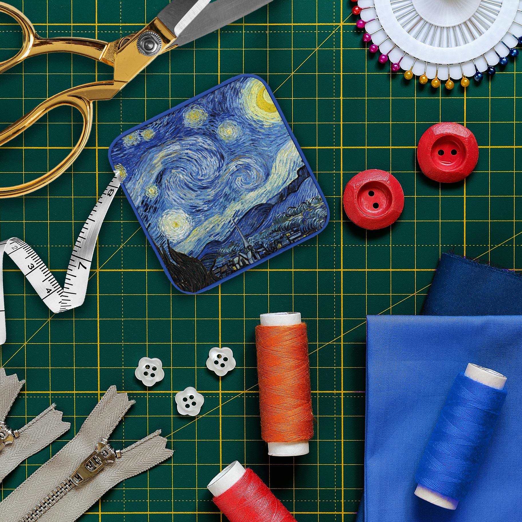van Gogh "Starry Night" Compact Retractable Tape Measure – Dual-Sided, 60"/150cm