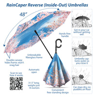 RainCaper Cherry Blossoms Reverse Inverted Umbrella –  Windproof, Hands-Free
