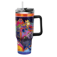 30 oz Tumbler - Laurel Burch "Fantasticats" - Silver Rim