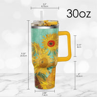 30 oz Tumbler - van Gogh "Sunflowers" - Silver Rim