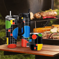 12 oz Stemless Wine Tumbler - Frank Lloyd Wright "Coonley Playhouse" - Silver Rim