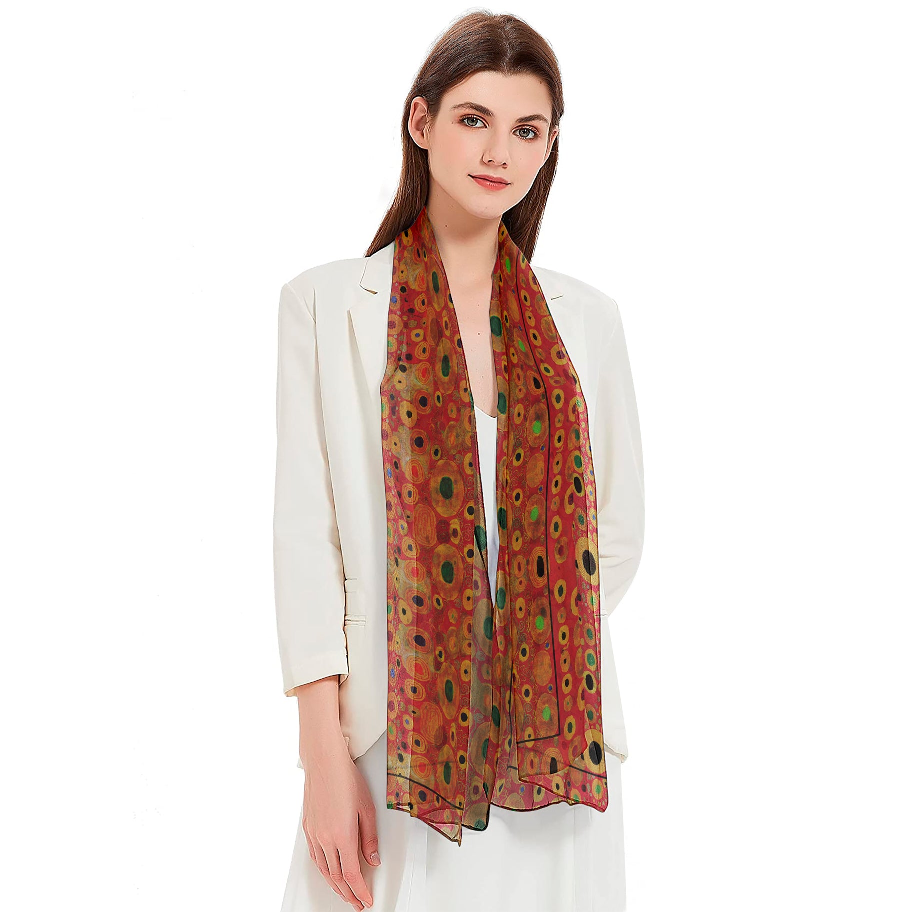 Klimt Hope II Silky-soft Polyester Sheer Long Scarf Feels like Silk