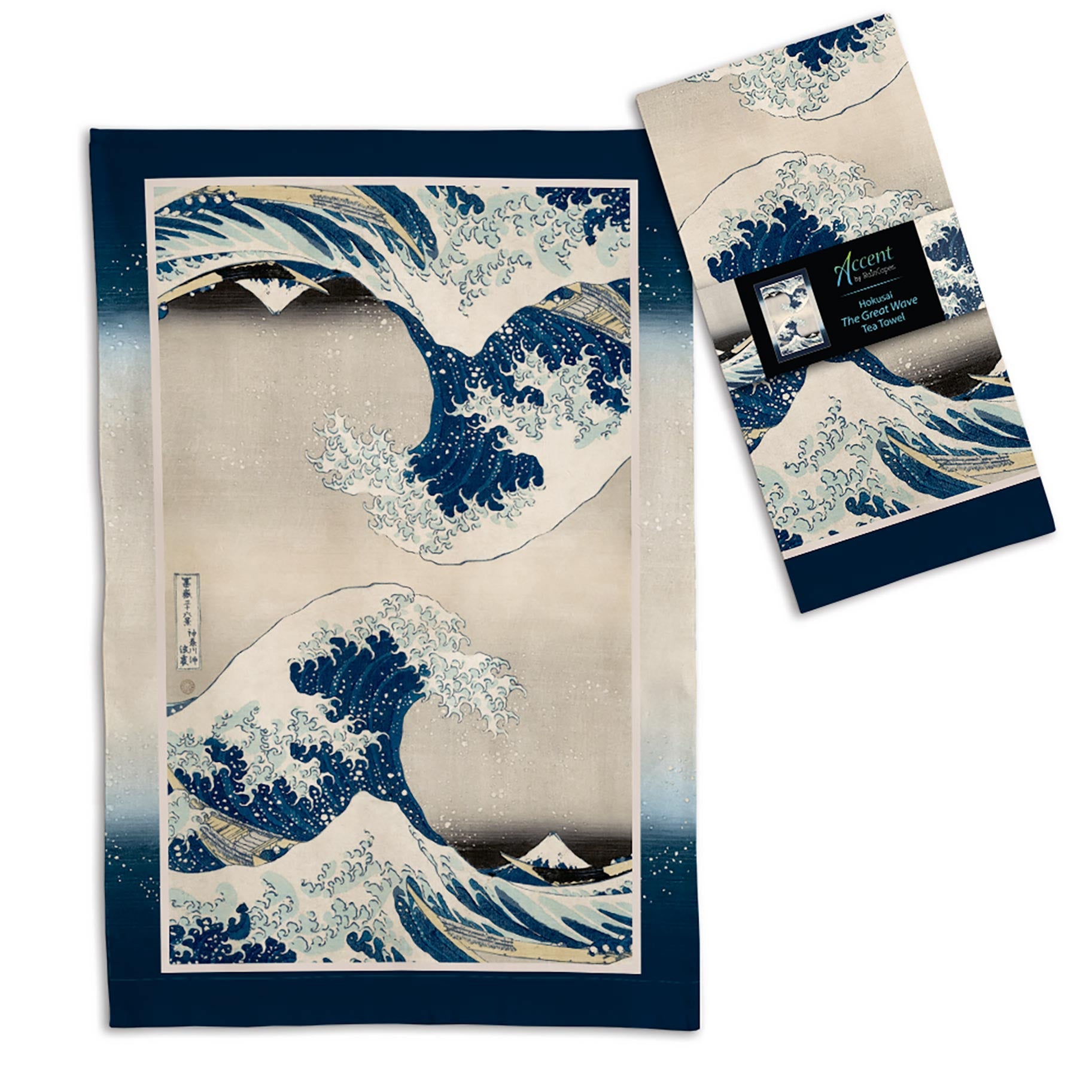 Hokusai The Great Wave Cotton Tea Towel – Flat Weave, Absorbent