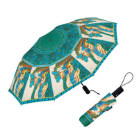 Laurel Burch "Sky Mares" Travel Umbrella – Compact, One-Touch Open & Close