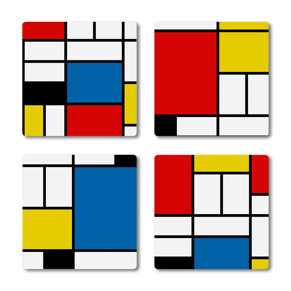 Mondrian Composition II Ceramic Coaster Set