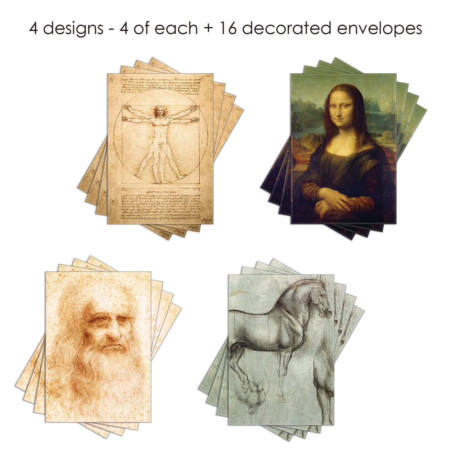 Note Cards - da Vinci Favorites - Box of 16 Cards & Envelopes