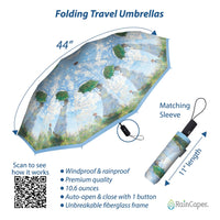 Monet Woman With Parasol Travel Umbrella – Compact, One-Touch Open & Close