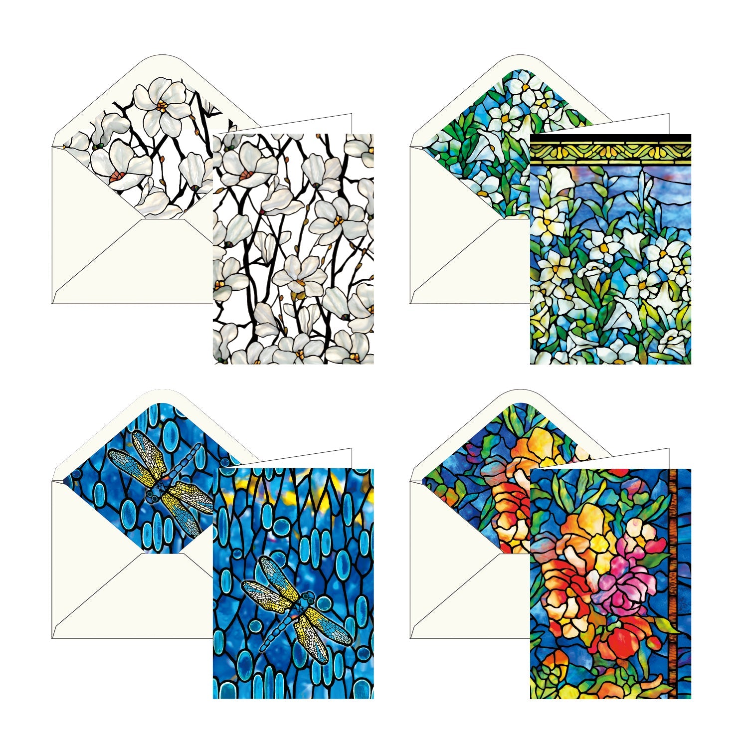 Note Cards - Tiffany Stained Glass Masterworks- Box of 16 Cards & Envelopes