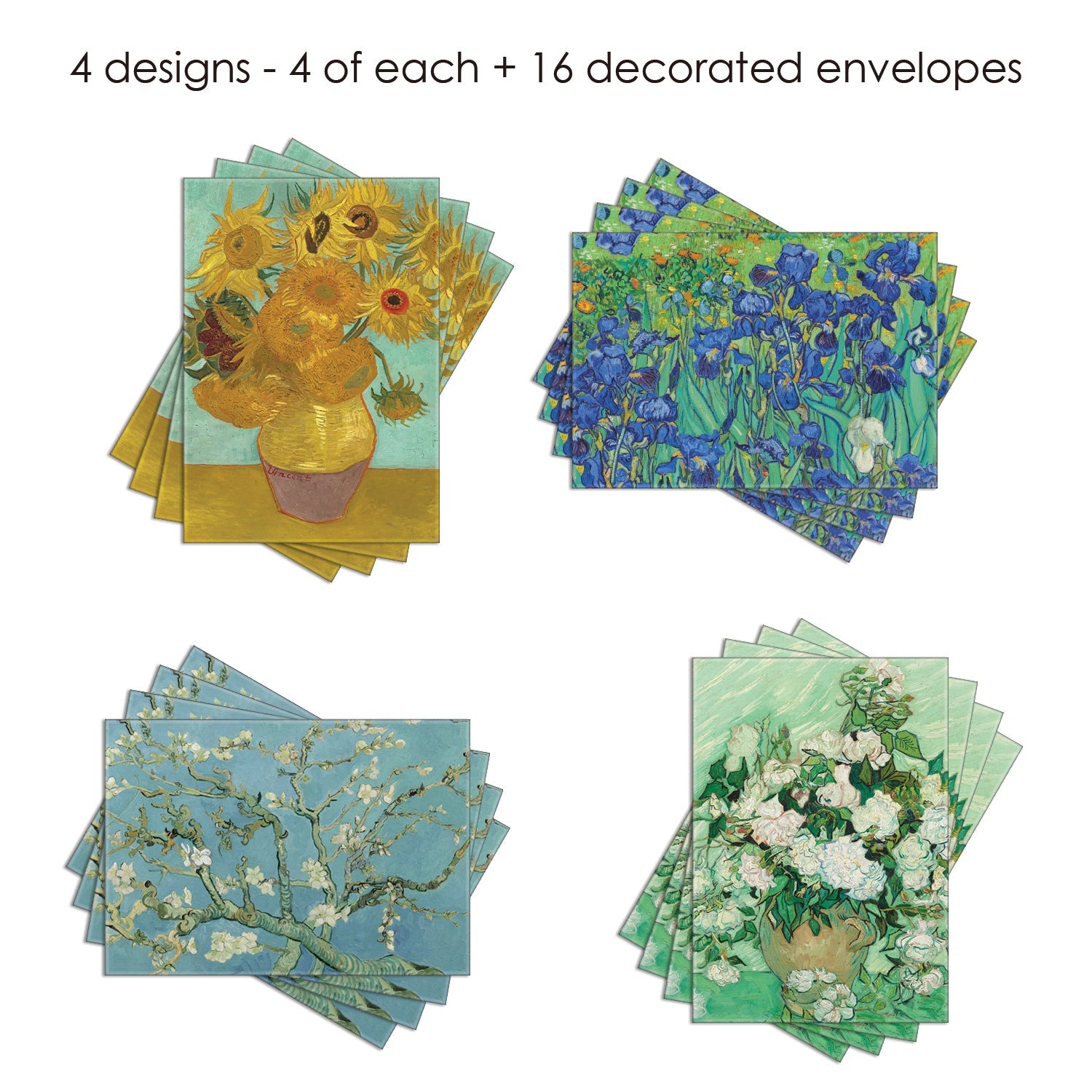 Note Cards - van Gogh Flowers - Box of 16 Cards & Envelopes