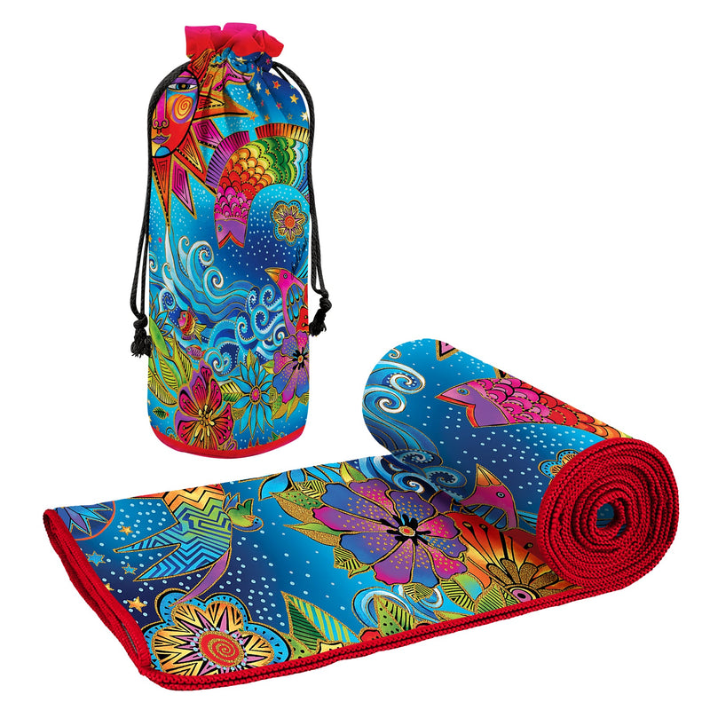Oversized Beach Towel 40x63" - Microfiber, Quick-Dry, Laurel Burch Celestial Magic