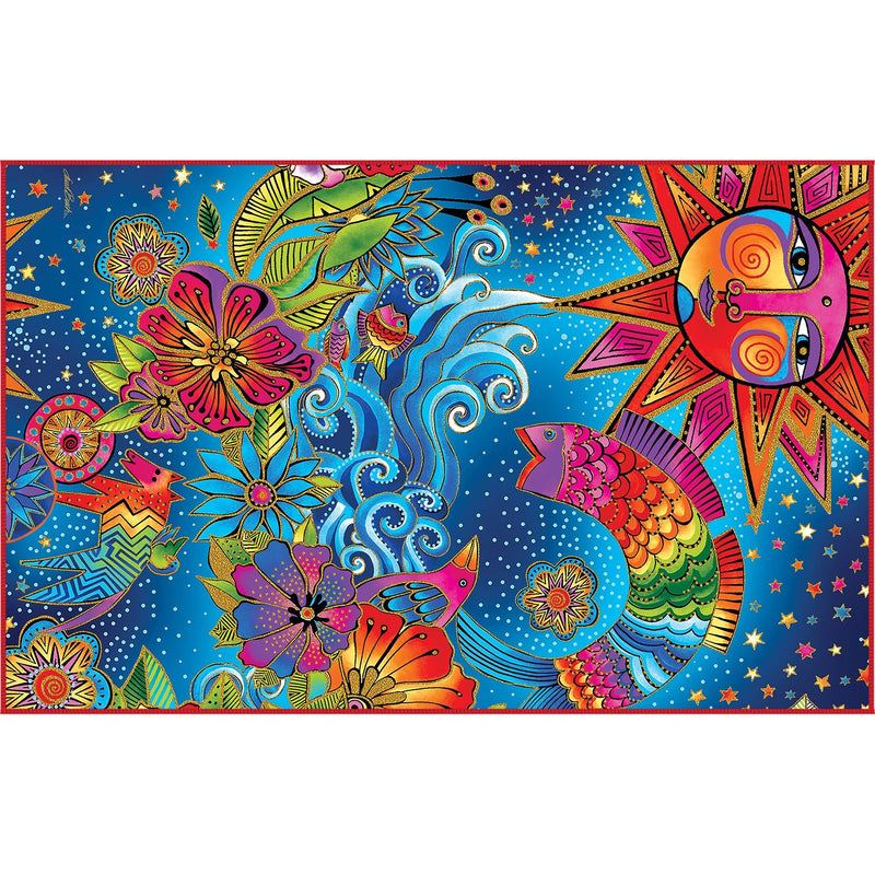 Oversized Beach Towel 40x63" - Microfiber, Quick-Dry, Laurel Burch Celestial Magic