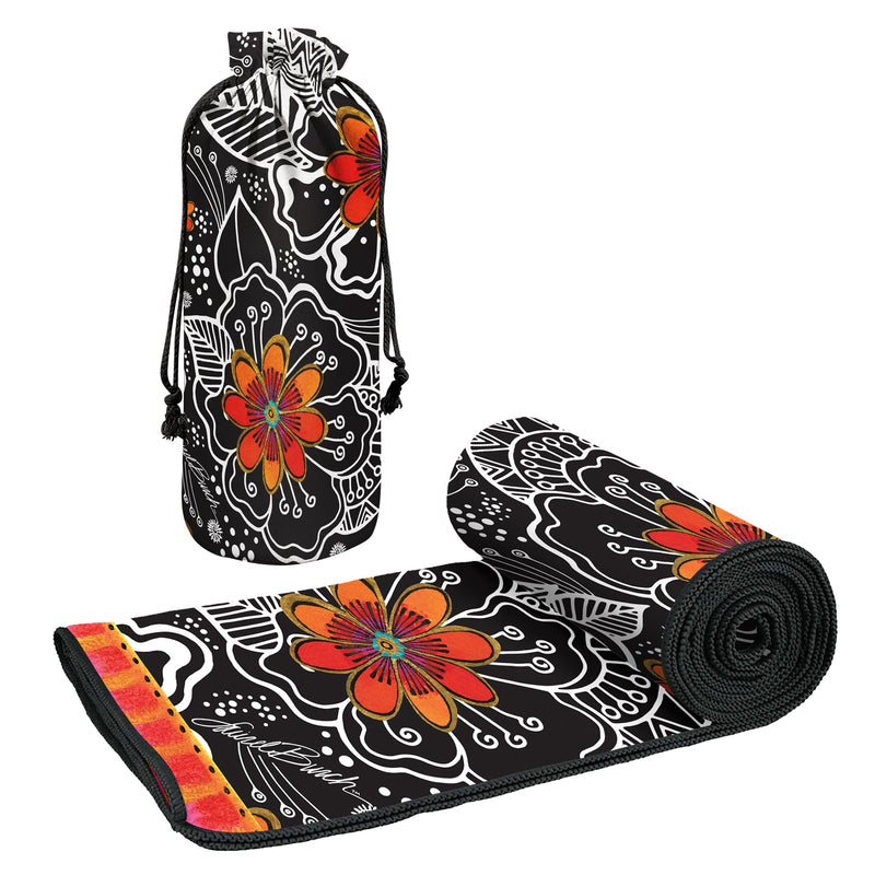 Oversized Beach Towel 40x63" - Microfiber, Quick-Dry, Laurel Burch Orange Blossoms