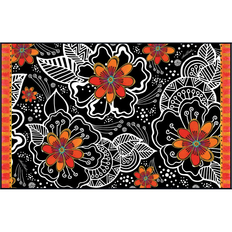 Oversized Beach Towel 40x63" - Microfiber, Quick-Dry, Laurel Burch Orange Blossoms
