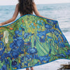 van Gogh Irises Oversized Microfiber Beach Towel – Lightweight, Quick-Dry
