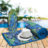 van Gogh Irises Oversized Microfiber Beach Towel – Lightweight, Quick-Dry
