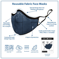 RainCaper Blue Glen Plaid Reusable Fabric Face Mask