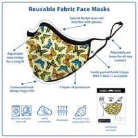 RainCaper Butterflies Reusable Fabric Face Mask