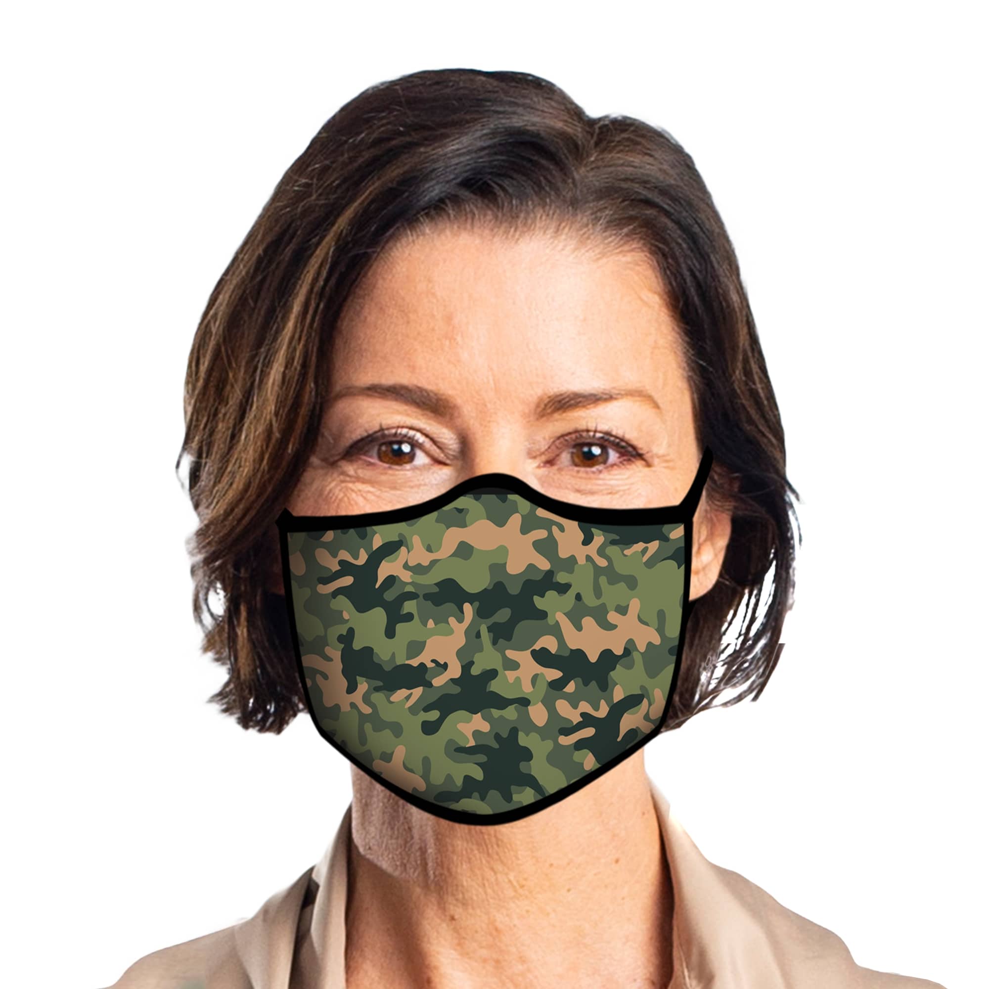 Man wearing a RainCaper Camo Reusable Fabric Face Mask.