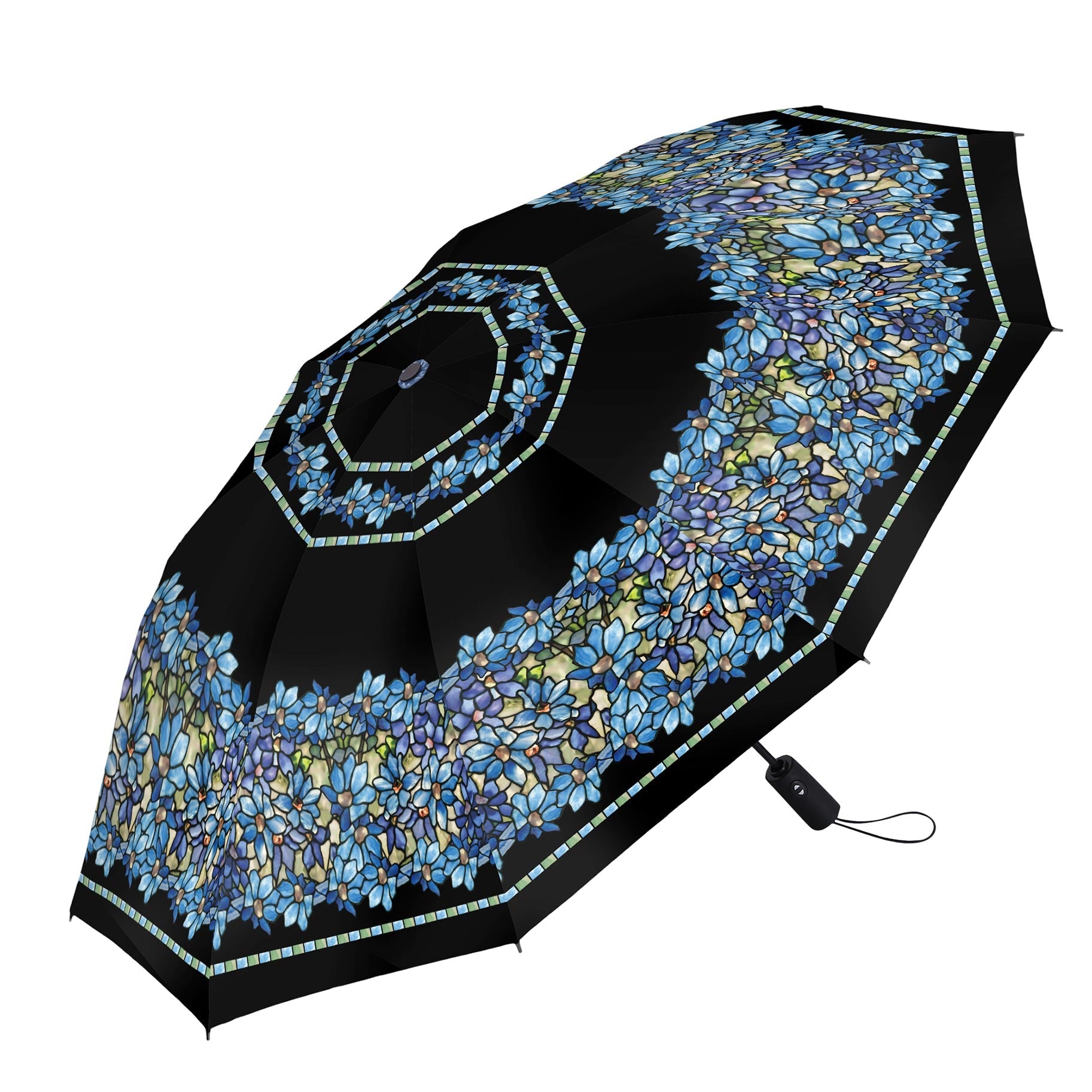 Tiffany Clematis Folding Travel Umbrella