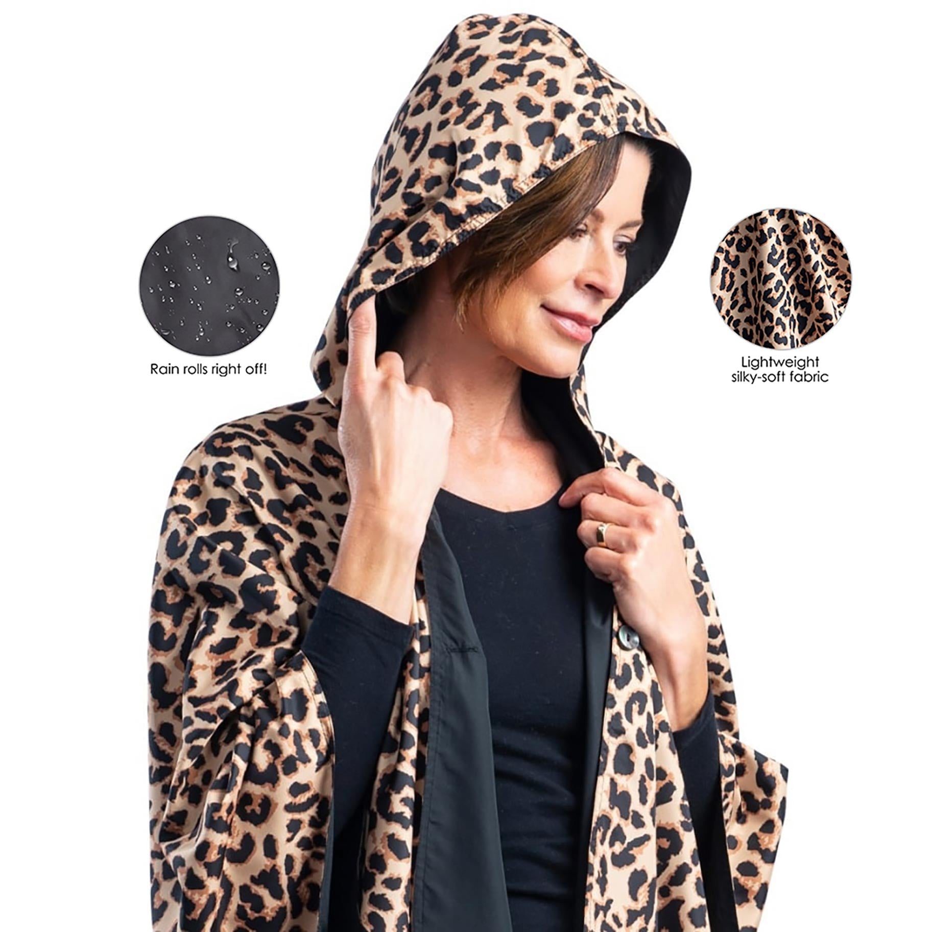 ジャケット・アウター RUDE GALLERY BLACK PANTHER ROBE(LEOPARD) Black & Leopard Rainproof Hooded Rain Cape – Lightweight