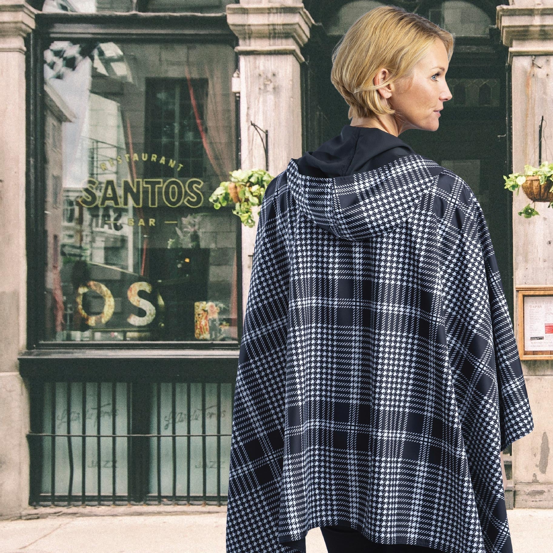 【日本製】 Cape Rain Hooded Houndstooth & Black – Women's Lightweight 小物