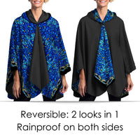 Tiffany Dragonfly Reversible Rain Cape Poncho – Lightweight Hooded Wrap for Women