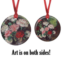 van Gogh Carnations Porcelain Keepsake Ornament – Flat Ceramic, Gift-Ready