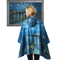 van Gogh Over the Rhone Womens Rain Cape - Rainproof Breathable Rain Poncho