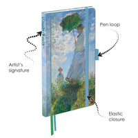 Monet Woman with Parasol - Dot Grid Journal – Hardcover, Pockets, Ribbon Bookmarks