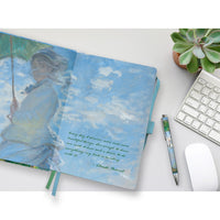 Monet Woman with Parasol - Dot Grid Journal – Hardcover, Pockets, Ribbon Bookmarks
