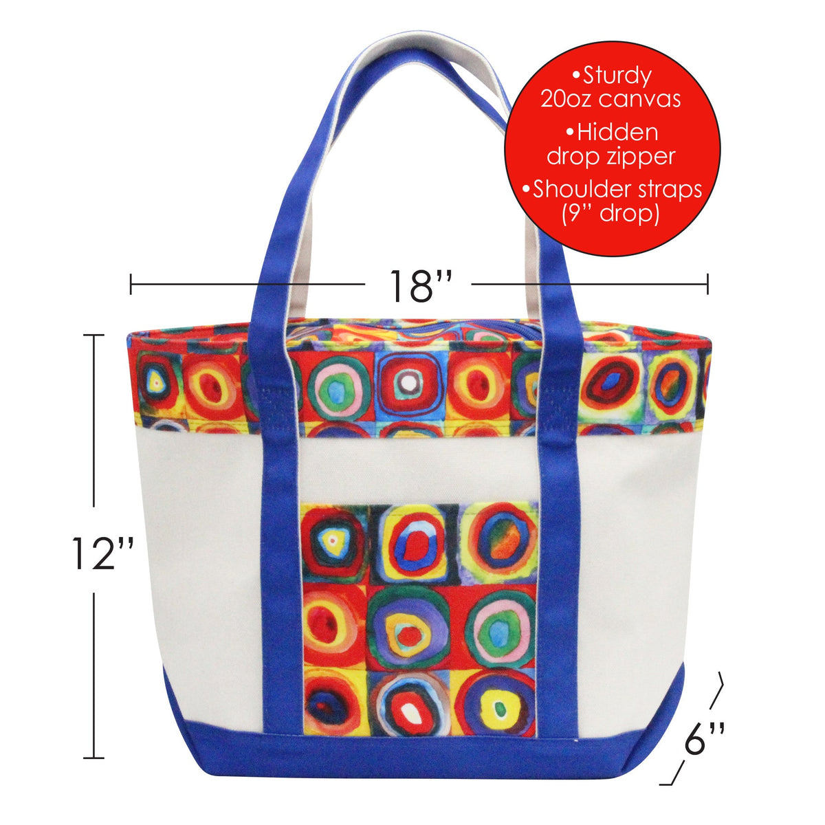 Kandinsky Circles Large Shoulder Strap Canvas Boat Tote