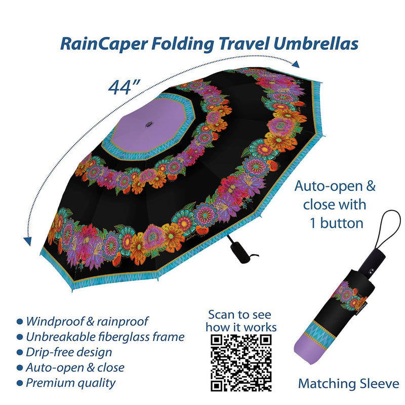 Laurel Burch Blooms Folding Travel Umbrella