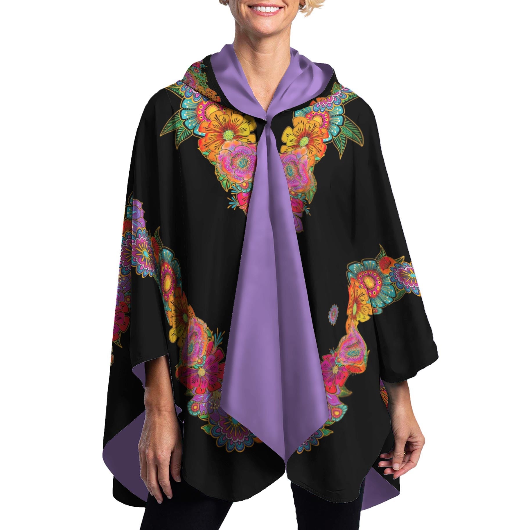 Laurel Burch Blooms Womens Rain Cape - Rainproof Breathable Rain Poncho