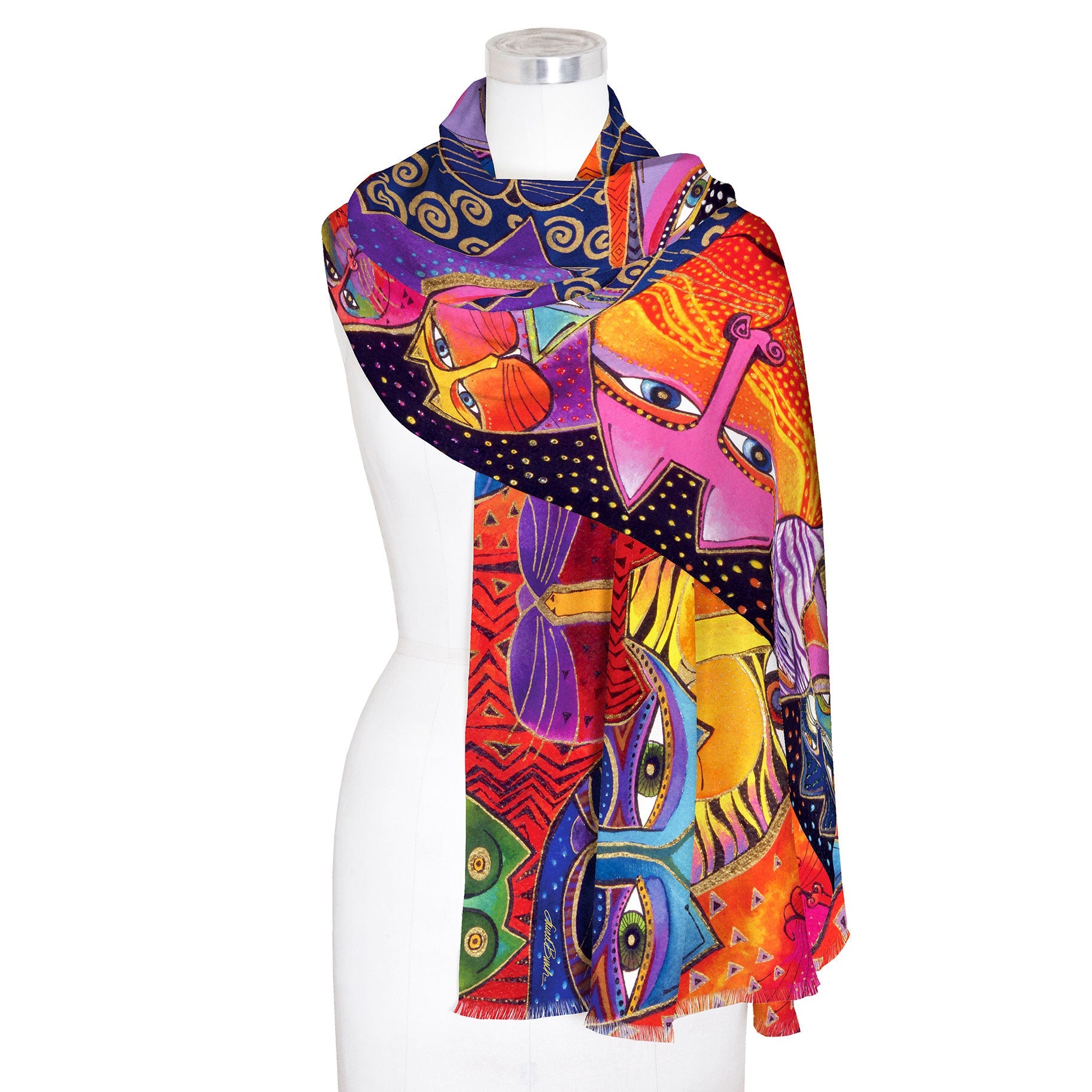 Laurel Burch Fantasticats Silk Blend Women's Fashion Shawl