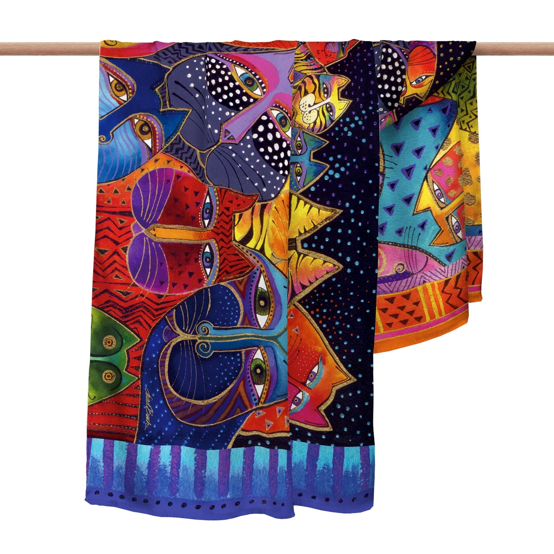 Laurel Burch Fantasticats Silk Blend Women's Fashion Shawl