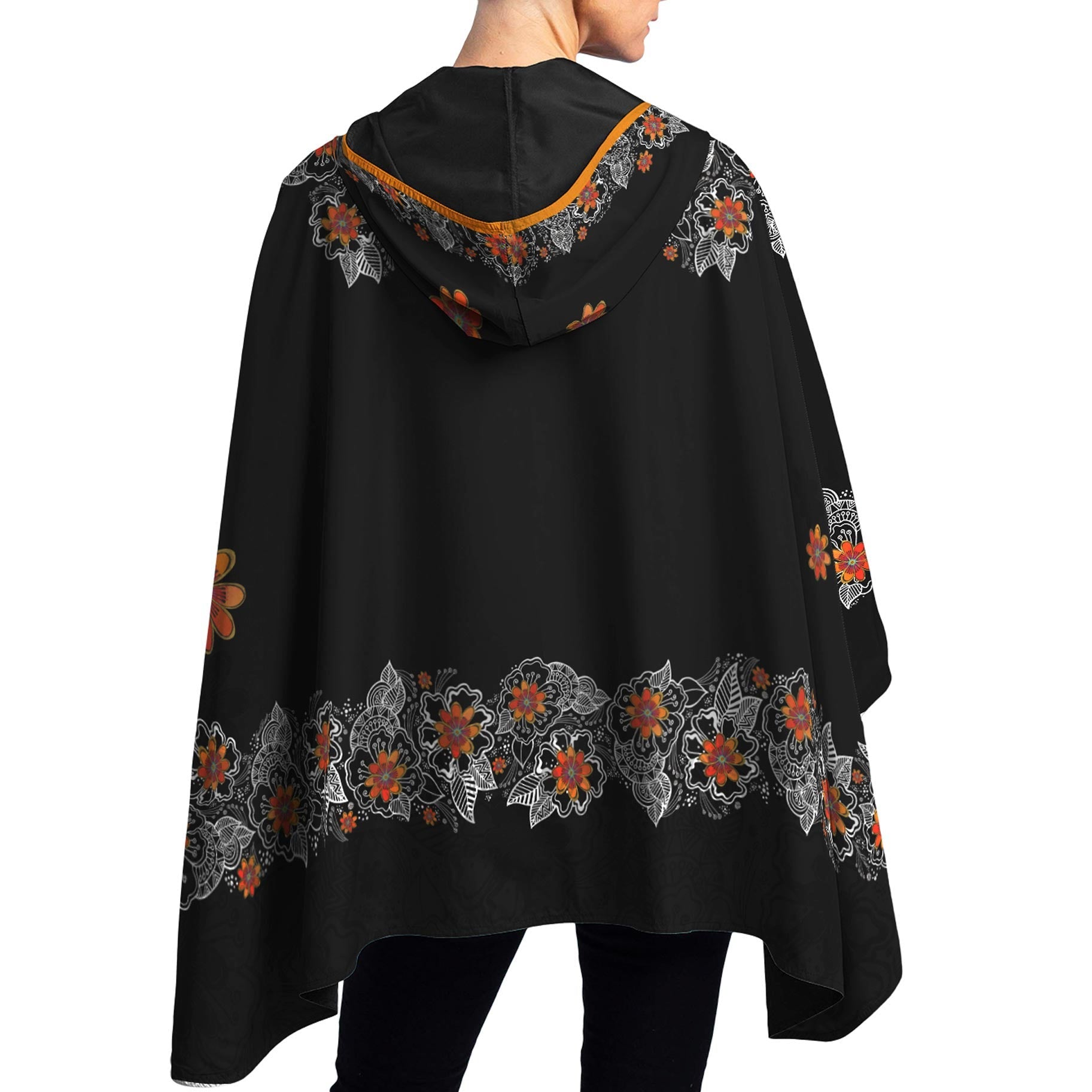 Laurel Burch Orange Blossoms Womens Rain Cape - Rainproof Breathable Rain Poncho