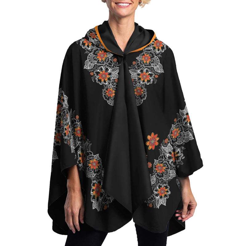 Laurel Burch Orange Blossoms Womens Rain Cape - Rainproof Breathable Rain Poncho