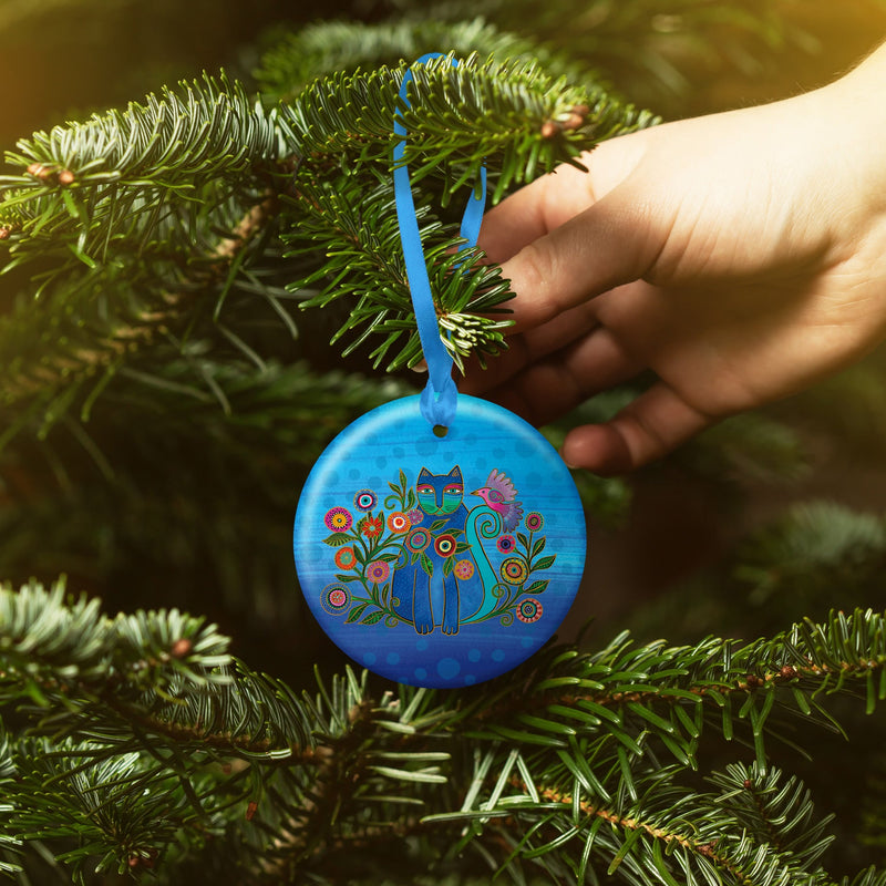 Laurel Burch Cerulean Cat Year-round Keepsake Ornament