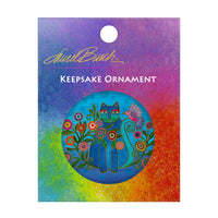 Laurel Burch Cerulean Cat Porcelain Keepsake Ornament – Flat Ceramic, Gift-Ready